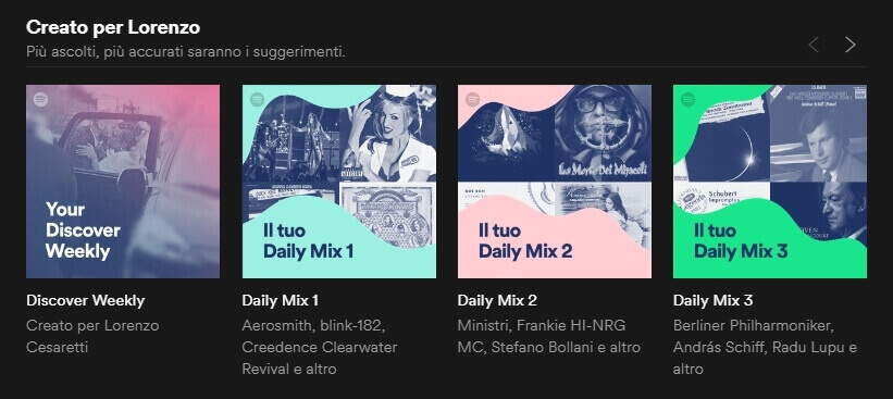 Playlist personalizzate di Spotify
