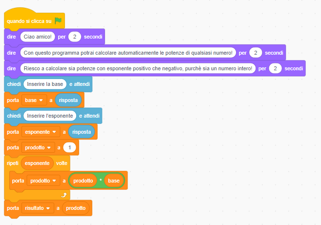 Immagine progetto Calcolare le potenze con Scratch!